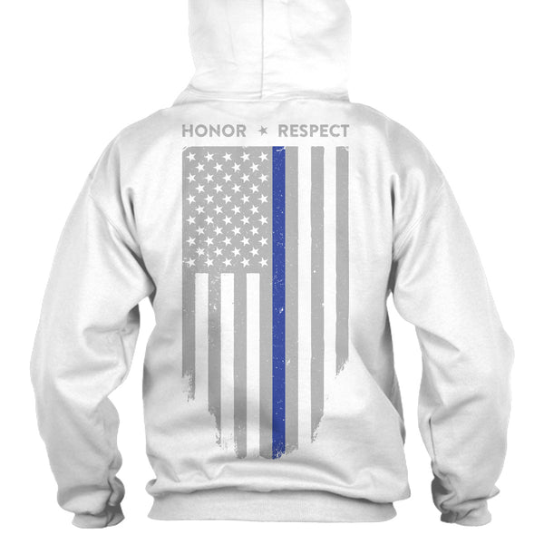 Hoodie - Thin Blue Line American Flag HONOR & RESPECT - Thin Blue Line USA - 5