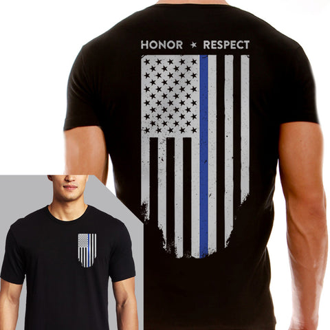 Men's T-Shirt - Thin Blue Line Flag - Thin Blue Line USA - 1