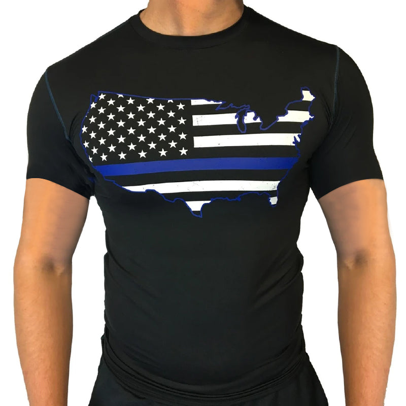 Performance Compression Men's Shirt - USA - Thin Blue Line USA