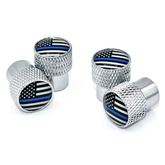thumbnail image 2 of 4-Pack Blue Hexagonal Chrome Aluminum Tire Valve Stem Caps - SICKSPEED 2 of 3